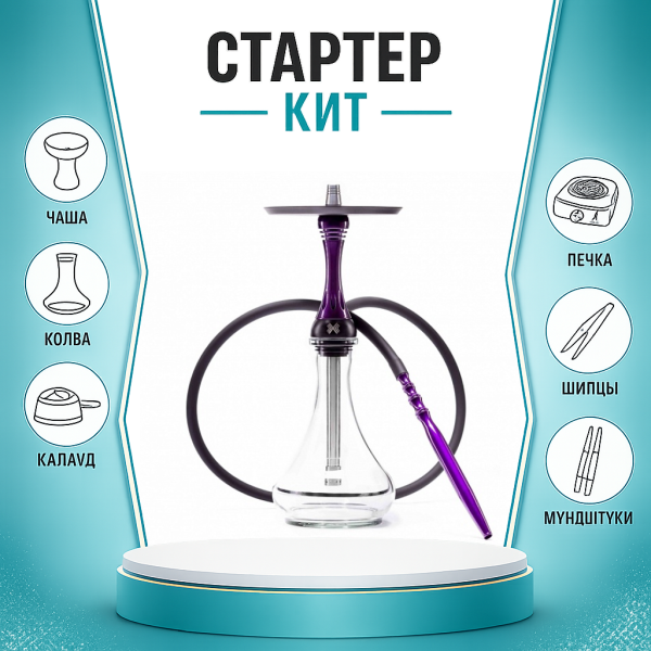 Набор с кальяном  Alpha Hookah X Purple ТОЛЬКО НЕОБХОДИМОЕ в Петропавловске-Камчатском
