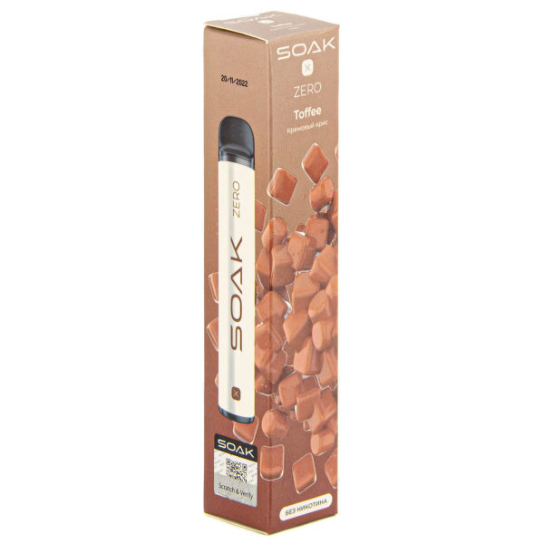 SOAK X ZERO Toffee 1500 затяжек (без никотина) в Петропавловске-Камчатском