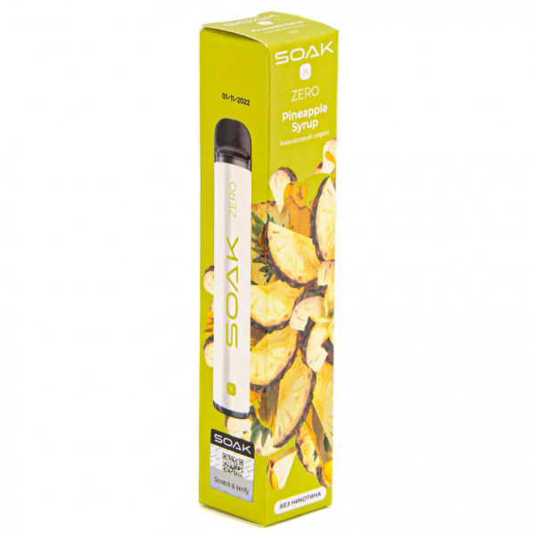 SOAK X ZERO Pineapple syrup 1500 затяжек (без никотина) в Петропавловске-Камчатском