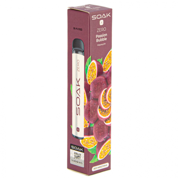 SOAK X ZERO Passion bubble 1500 затяжек (без никотина) в Петропавловске-Камчатском