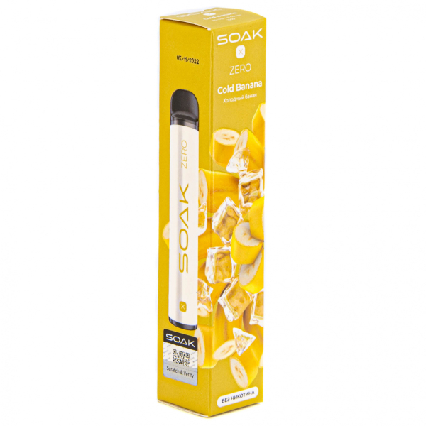SOAK X ZERO Cold banana 1500 затяжек (без никотина) в Петропавловске-Камчатском