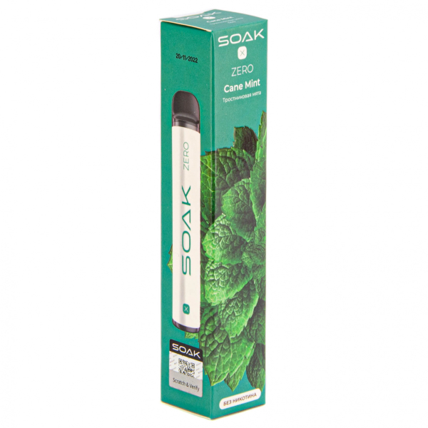 SOAK X ZERO Cane mint 1500 затяжек (без никотина) в Петропавловске-Камчатском