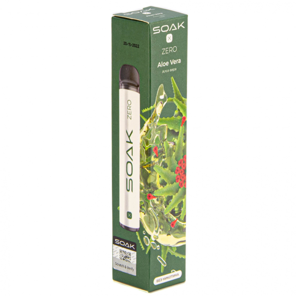 SOAK X ZERO Aloe vera 1500 затяжек (без никотина) в Петропавловске-Камчатском