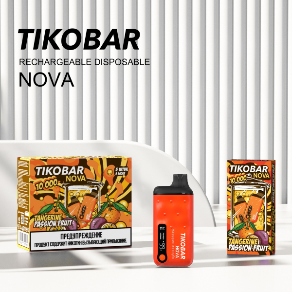 Электронка Tikobar Nova Мандарин Маракуйя 10000 Затяжек в Петропавловске-Камчатском