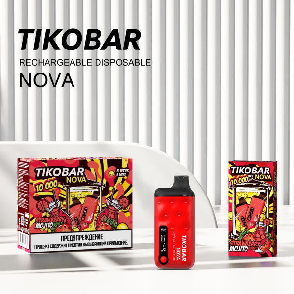 Электронка Tikobar Nova Клубничный Мохито 10000 Затяжек в Петропавловске-Камчатском