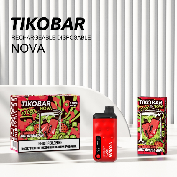 Электронка Tikobar Nova Клубника Киви Жвачка 10000 Затяжек в Петропавловске-Камчатском