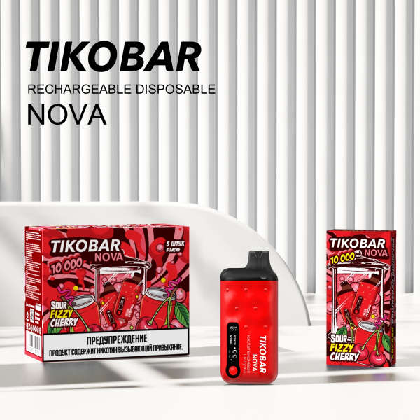 Электронка Tikobar Nova Кислая Вишневая Шипучка 10000 Затяжек в Петропавловске-Камчатском