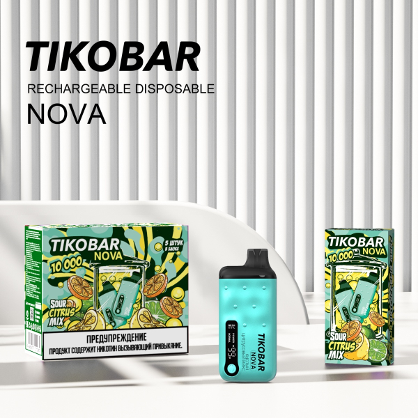 Электронка Tikobar Nova Кислый Цитрусовый Микс 10000 Затяжек в Петропавловске-Камчатском
