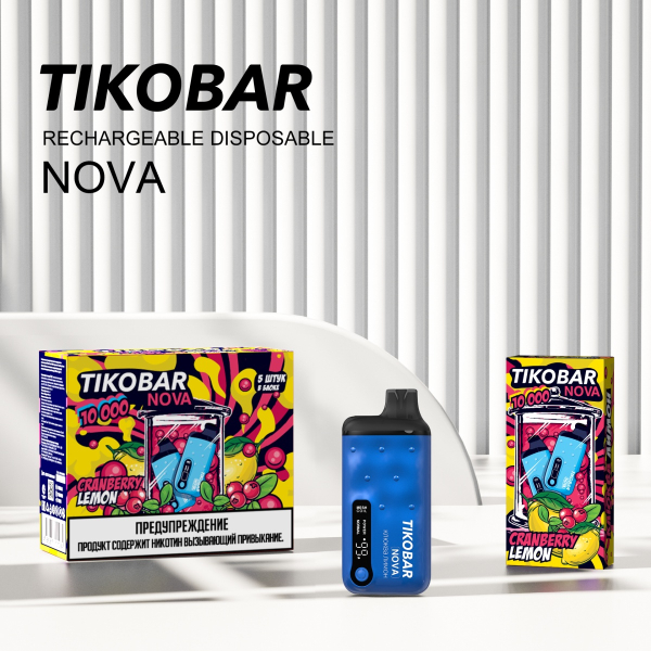 Электронка Tikobar Nova Клюква Лимон 10000 Затяжек в Петропавловске-Камчатском