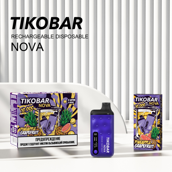 Электронка Tikobar Nova Ананас Грейпфрут 10000 Затяжек в Петропавловске-Камчатском