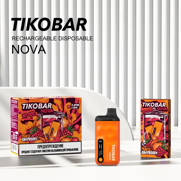 Электронка Tikobar Nova Персик Малина 10000 Затяжек в Петропавловске-Камчатском