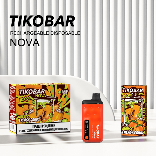 Электронка Tikobar Nova Манго Энергетик 10000 Затяжек в Петропавловске-Камчатском