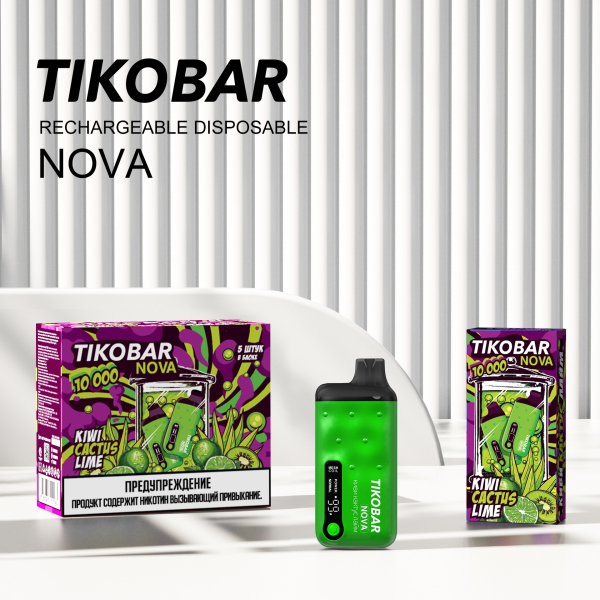 Электронка Tikobar Nova Киви Кактус Лайм 10000 Затяжек в Петропавловске-Камчатском