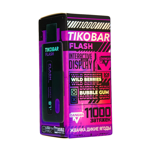 Электронка Tikobar Flash Жвачка Дикие Ягоды 11000 Затяжек в Петропавловске-Камчатском