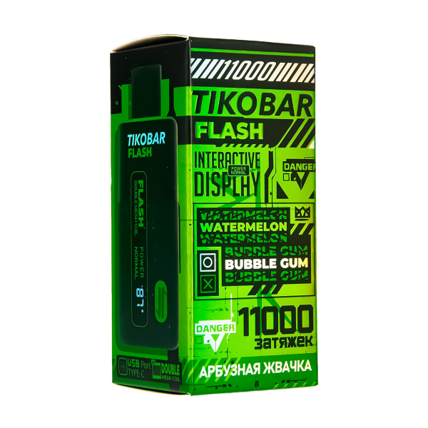 Электронка Tikobar Flash Арбузная Жвачка 11000 Затяжек в Петропавловске-Камчатском