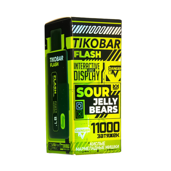 Электронка Tikobar Flash Кислые Мармеладные Мишки 11000 Затяжек в Петропавловске-Камчатском