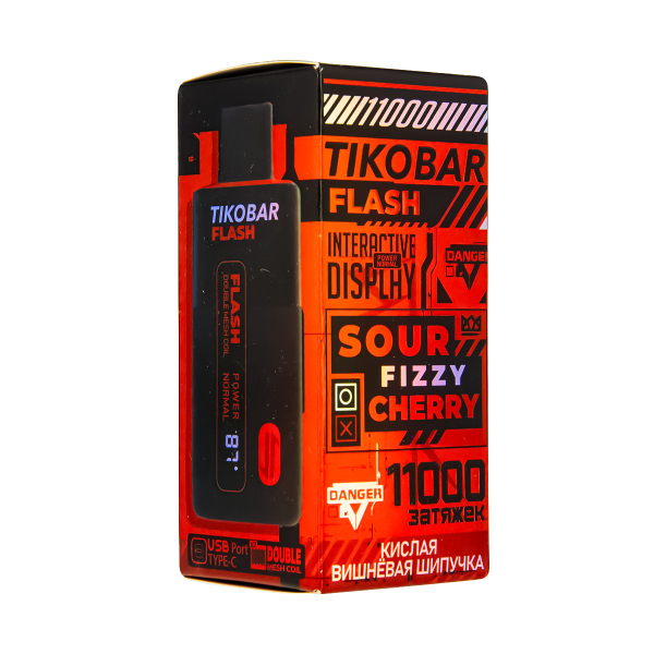 Электронка Tikobar Flash Кислая Вишнёвая Шипучка 11000 Затяжек в Петропавловске-Камчатском