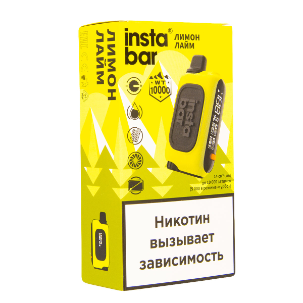 Электронка Plonq Instabar Лимон Лайм (10000 Затяжек) 20 Мг в Петропавловске-Камчатском