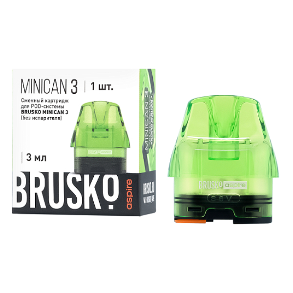 Сменный Картридж Brusko Minican 3, (Зелёный), 3 Мл, Упак. 1 Шт в Петропавловске-Камчатском