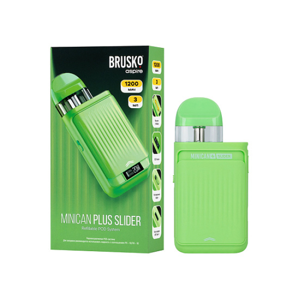 POD-система Brusko Minican Plus Slider Зелёный в Петропавловске-Камчатском