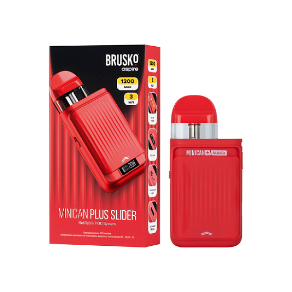 POD-система Brusko Minican Plus Slider Красный в Петропавловске-Камчатском