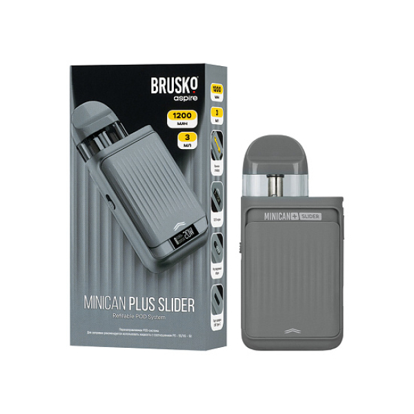 POD-система Brusko Minican Plus Slider Серый в Петропавловске-Камчатском