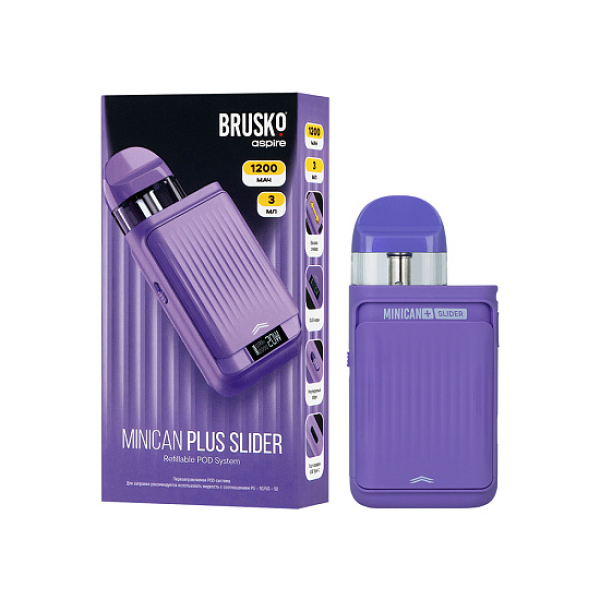 POD-система Brusko Minican Plus Slider Фиолетовый в Петропавловске-Камчатском