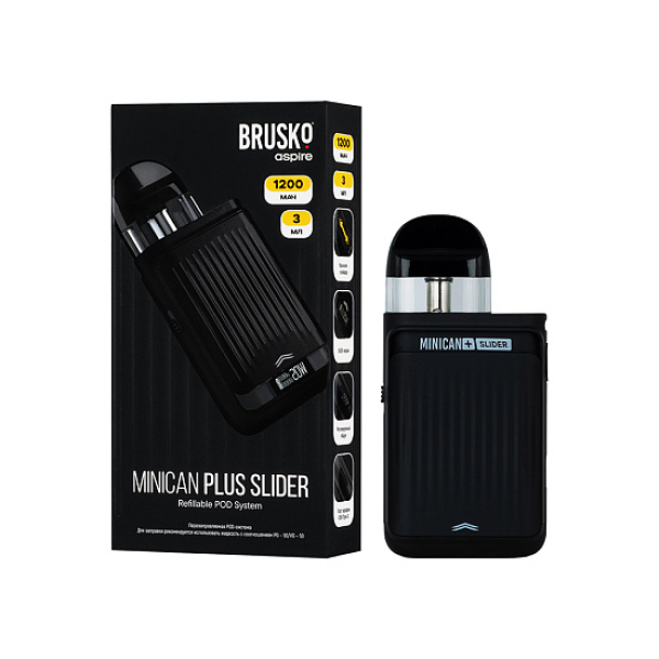 POD-система Brusko Minican Plus Slider Чёрный в Петропавловске-Камчатском