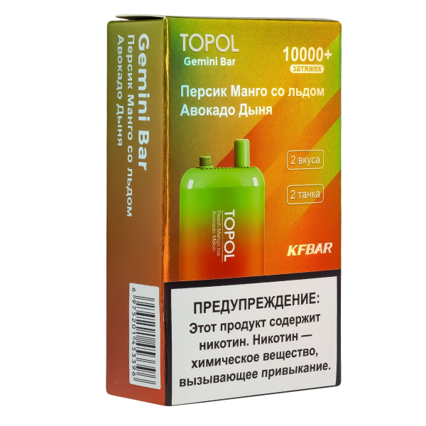Электронка Topol Gemini Bar Peach Mango Ice | Avocado Melon 10000 тяг в Петропавловске-Камчатском