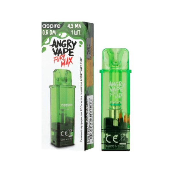 Картридж Angry Vape Fury Max Зелёный 45 мл 0.6 Ом ( 1 шт.) в Петропавловске-Камчатском