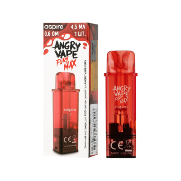 Картридж Angry Vape Fury Max Красный 45 мл 0.6 Ом ( 1 шт.) в Петропавловске-Камчатском