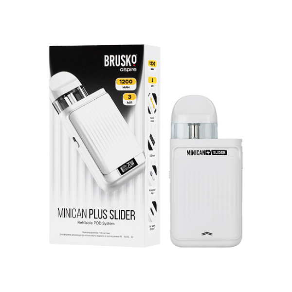 POD-система Brusko Minican      Plus Slider Белый в Петропавловске-Камчатском